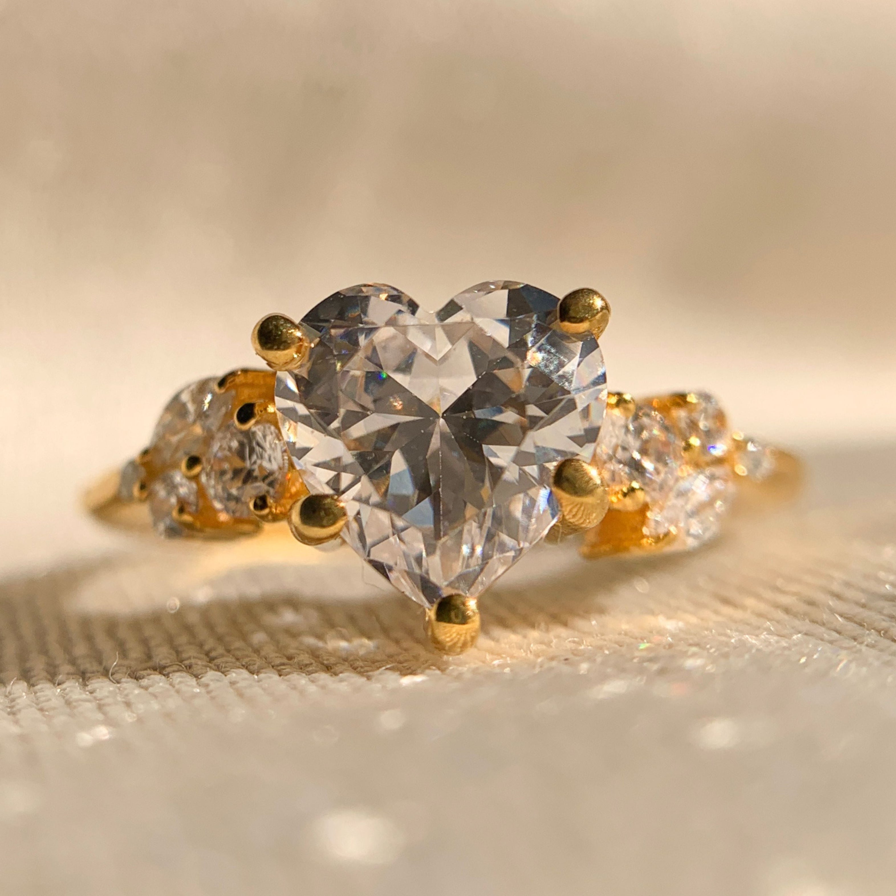 Heart Shaped Diamond Gold Natured Inspired Engagement Ring
